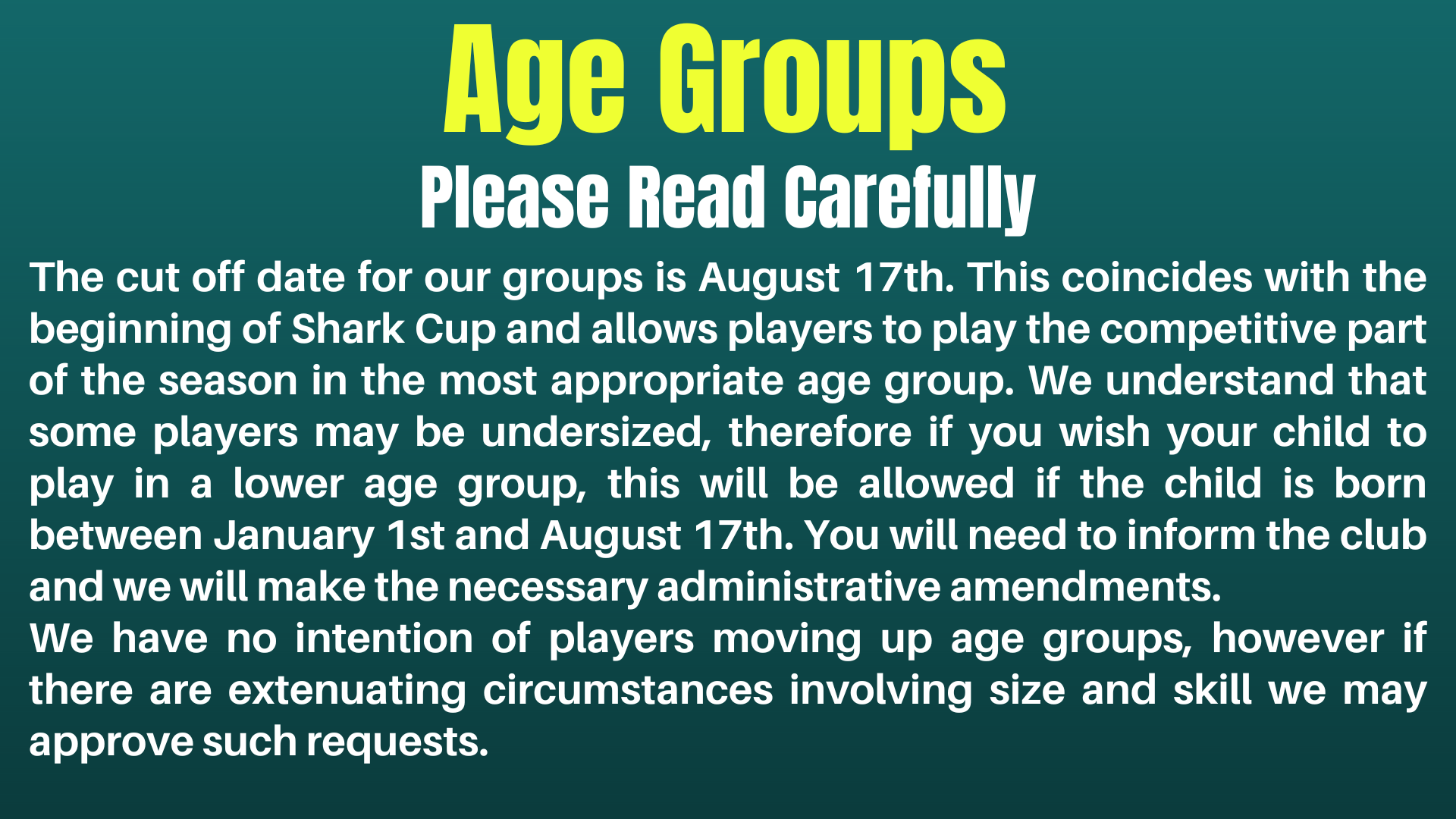 AGE GROUPS